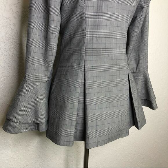 C/MEO Cooperative We Woke Up micro plaid ruffle double breast blazer Medium NWOT - Picture 10 of 16